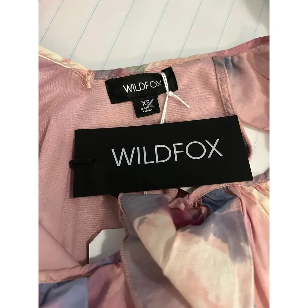 WILDFOX Blair Abstract Watercolor Dress NWT $138 Pink Purple Mini Size XS - Picture 5 of 8